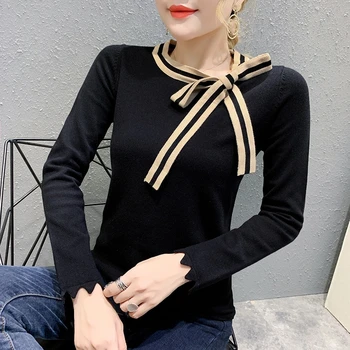 

Korean Solid Loose Fashion Pullover Sweater 2019 New Autumn Winter Clothes Women Striped Ruffled Top Sueter Mujer M90305