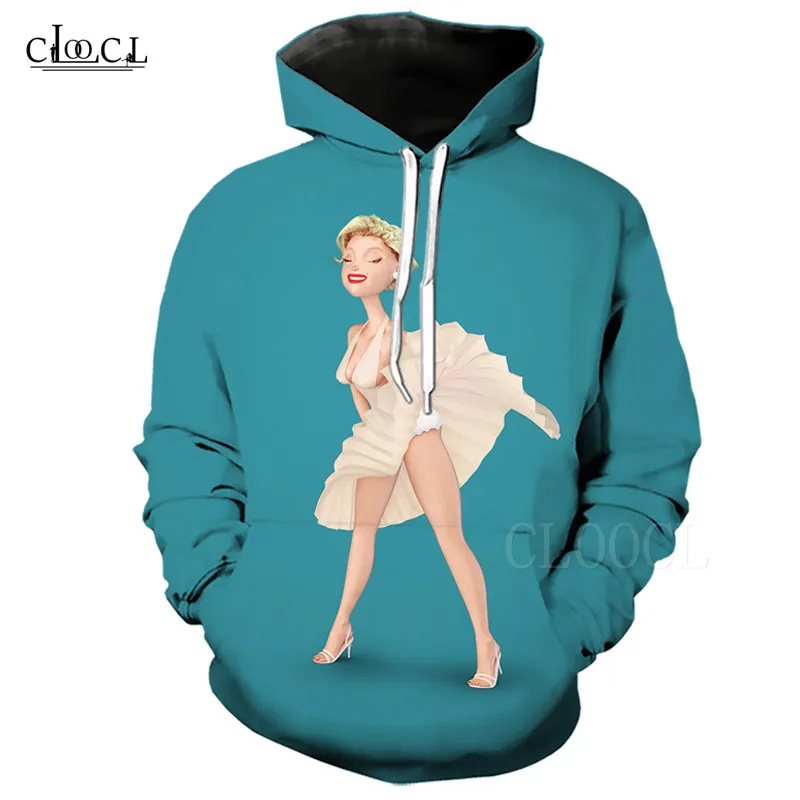 Толстовка с капюшоном Marilyn Monroe в стиле Харадзюку толстовки большого размера для мужчин и женщин