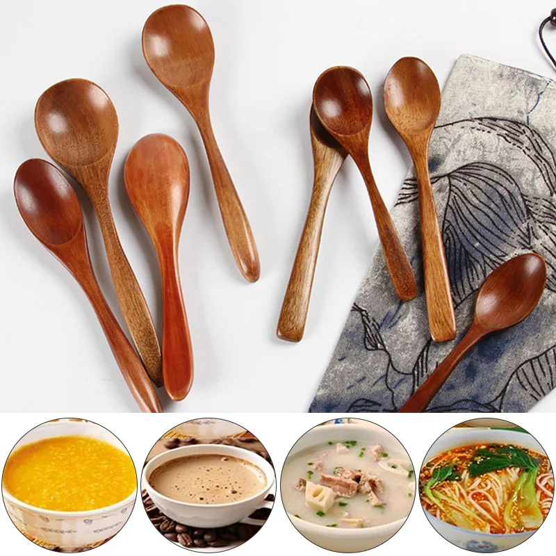 Wooden Spoon Home Flatware Porridge Bowl Chinese Dinner Japanese Soup for Restaurant Kitchen Cooking Utensil Tool | Дом и сад