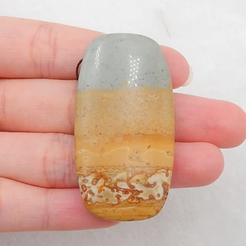 

Semi-precious stones Natural Gemstone Picture Jasper fashion pendant jewelry making 50x26x8mm，18g