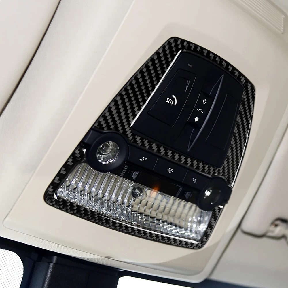 buy 2pcs Set Car Interior Reading Light Cover Decor Black Carbon Fiber For BMW F10 5GT F07 F25 X3 F26 X4 Auto Reading Lamp Cover