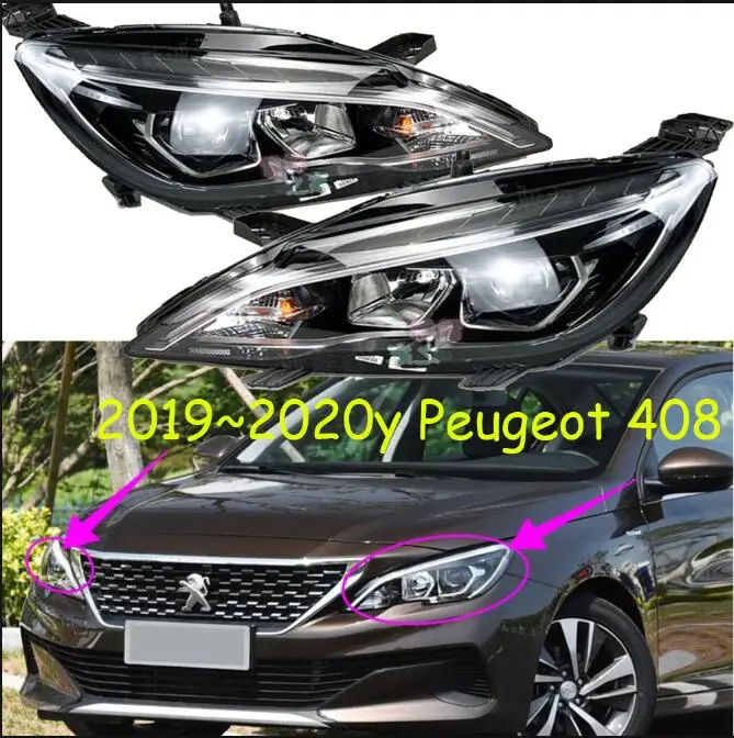 1 шт.~ 2020y автомобильный бупмер головной свет для peugeot 408 фары peugeot 408 автомобильные аксессуары светодиодный DRL Противотуманные фары для peugeot 408 фары - Цвет: one set 2pcs