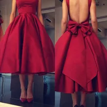 Элегантное платье для выпускного вечера платье трапециевидной формы/платье принцессы без рукавов с квадратным украшением в виде сатинового бантика Чай-длина платья для вечерние