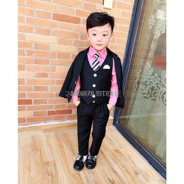 jacket vest pants B Anzug/торжественный костюм с цветочным узором для мальчиков детское платье на свадьбу, день рождения, вечеринку, Блейзер, жилет, брюки 3 предмета, детский смокинг, костюм для выступлений на выпускной, N40 - Цвет: jacket vest pants B