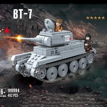 

WW2 Soviet Union BT-7 Light Cavalry Tank batisbricks army forces figures building block world war weapon model toys collection