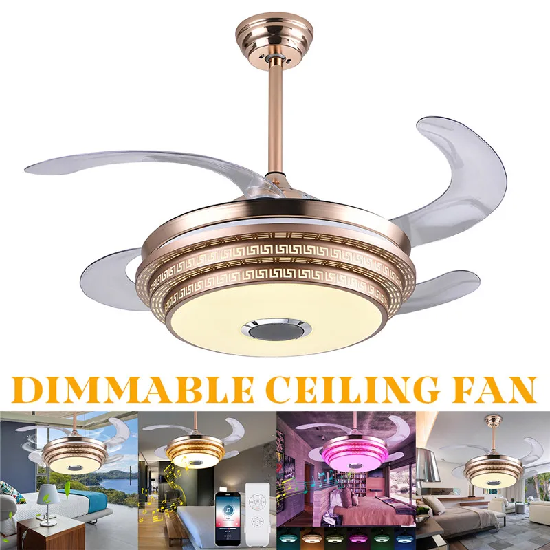 

Art Deco LED Ceiling fans light Trendy RGB bluetooth music wireless fan light with remote control atmosphere lamp AC110V/220V