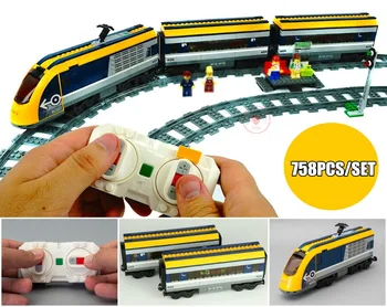 

New City RC car Passenger Train station Sets fit LeGINGlys 60197 technic city figures Model Building Blocks diy Toy Gift kid