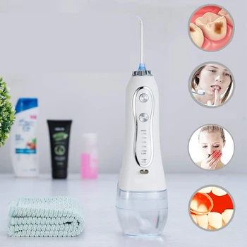 

Portable Rechargeable Cordless Water Flosser Dental Oral Irrigator IPX7 Waterproof Water Flossing for Tooth Cleaning 300ML