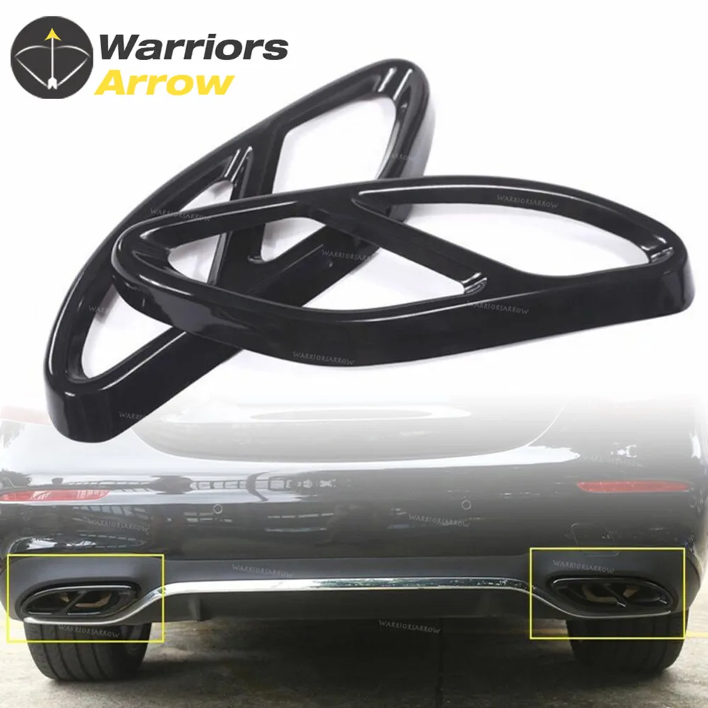 

2pcs Car Part For Mercedes Benz GLC C E-Class C207 Coupe 2014-2017 W212 W213 W205 X253 C180 C200 Gloss Black Steel Exhaust Trims
