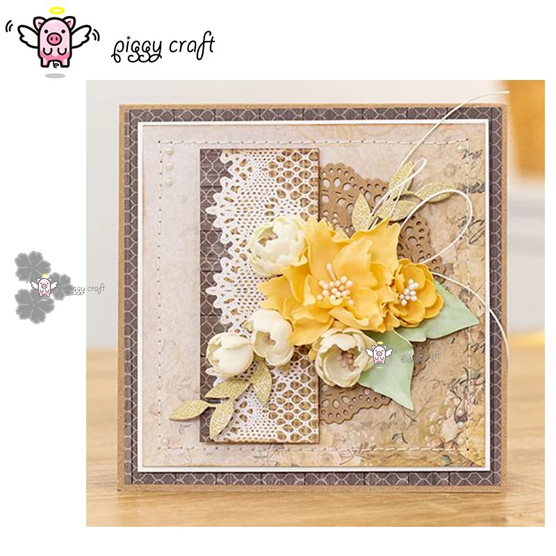 

Piggy Craft metal cutting dies cut die mold 3Pcs Flower decoration Scrapbook paper craft knife mould blade punch stencils dies