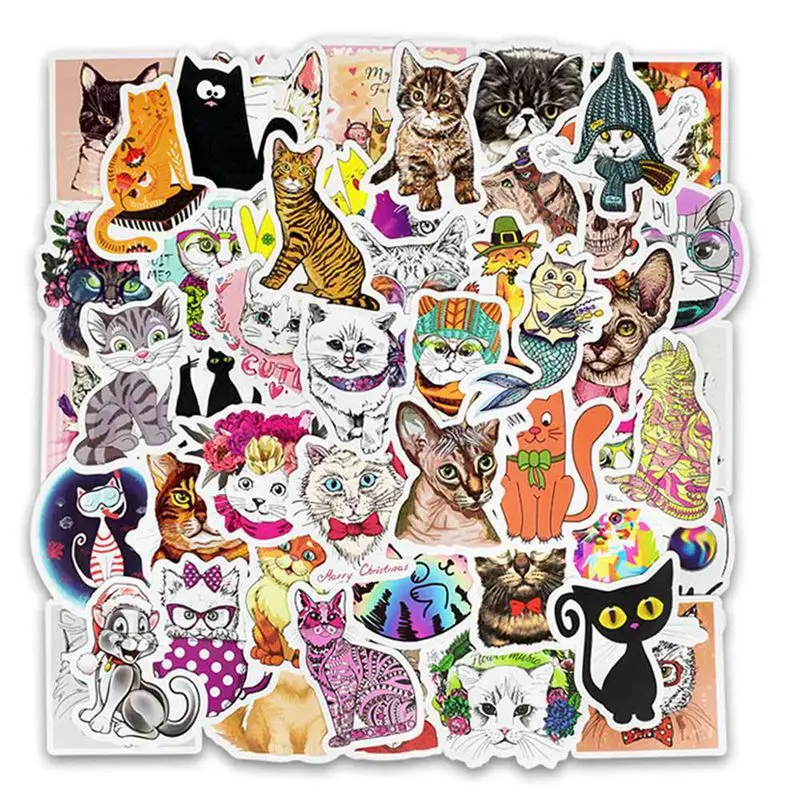 50 шт./компл. милый кот стиль наклейки с котенком для компьютера Pad Телефон Ноутбук