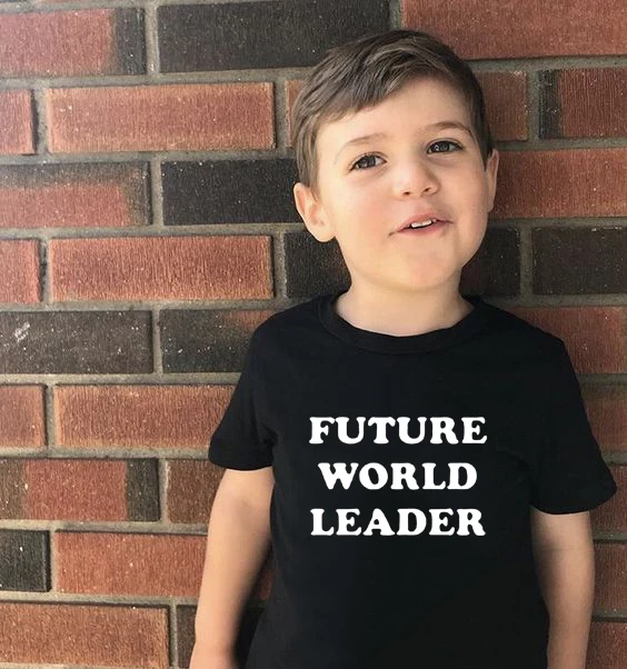 

Boys T Shirt Girl Tshirt Future World Leader Print Kids T-shirt Summer Toddler Baby T-shirts Unisex Fashion Tops Tees Shirts