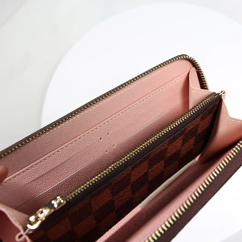 

Women/Men Designer Plaid Leather Long Zip Clutch Wallet Large Capacity Long Card Holder Organizer Ladies Purse