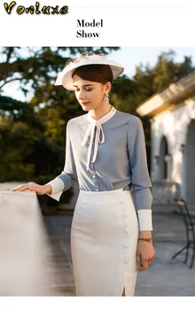 

Summer Spring Autumn Women Set Blouse Top Female Pencil Skirt High Waist Suits Office Lady Elegant Bodycon Formal Work 2 Pieces