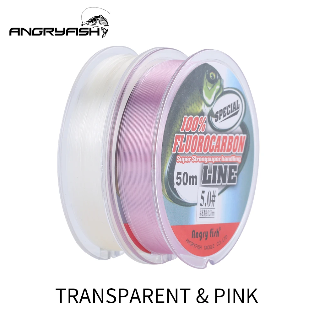 Angryfish 50M Fluorocarbon Fishing Line Pink Carbon Fiber Leader Line -  AliExpress