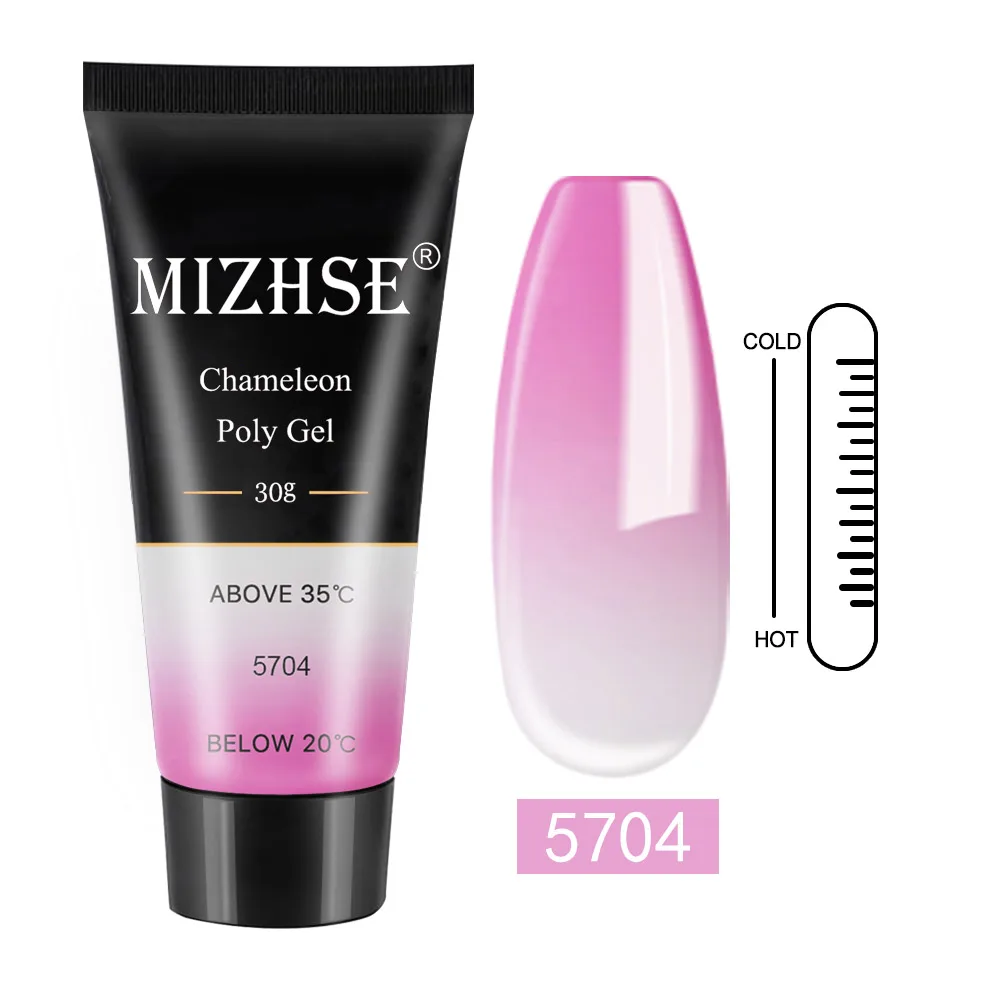 MIZHSE термальный поли УФ гель для ногтей Быстрый гель продлевающий половой акт лак прозрачный желе розового цвета полигель Кристалл УФ светодиодный строительный гель нужны формы - Цвет: MS-WB5704