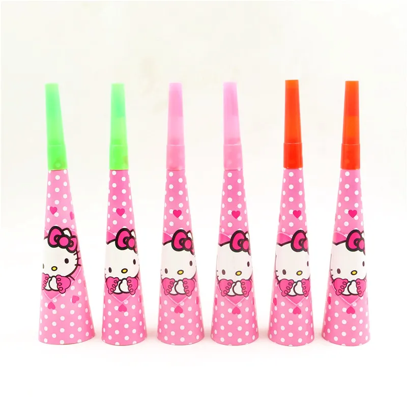 Horns-6pcs 1 шт., розовый рисунок hello kitty, 108*180 см, для украшения дня рождения, Детские вечерние принадлежности, одноразовая посуда, скатерть для душа ребенка - Цвет: Horns-6pcs