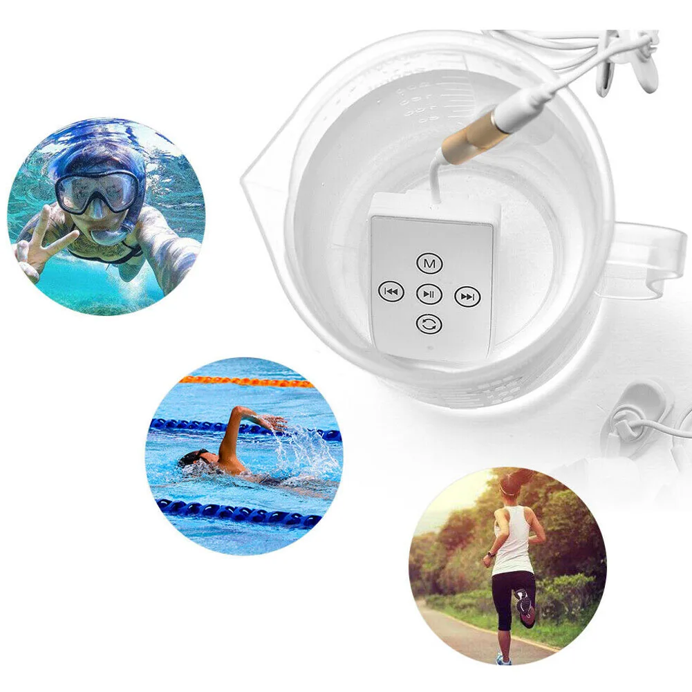 

Mini Sports Durable Diving FM Music With Earphones Radio Rechargeable IPX8 Waterproof Swimming MP3 Player Clip On 4GB Memory