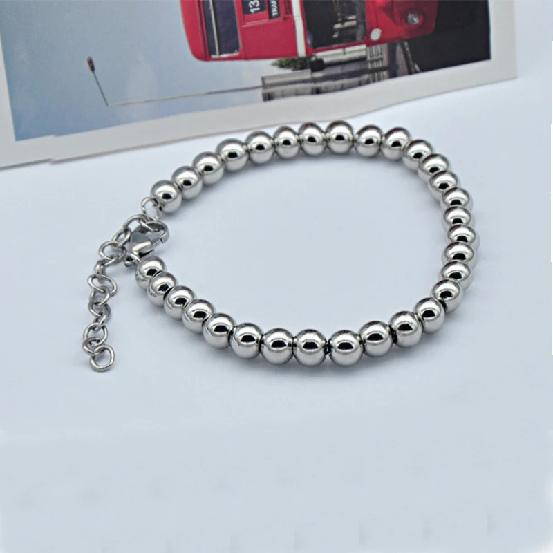 Браслет из нержавеющей стали с бусинами, мужские серебряные подарочные браслеты с брелоками для мужчин, аксессуары, цепочка из бисера на руку, браслет для мужчин в стиле хип-хоп