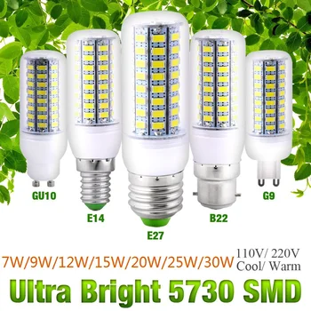 

LED Corn Light Bulb E27 B22 GU10 E14 G9 7W To 30W Cool/Warm White AC110V / 220V High Bright Lamp Energy Saving Lights D30