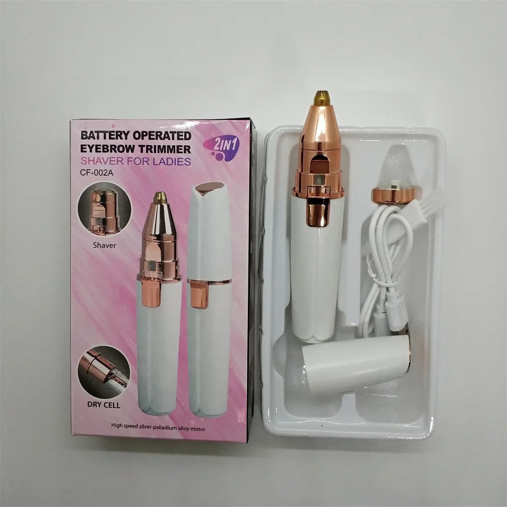 Portable 2 IN 1 Electric Hair Remover Rechargeable Lady Shaver Eyebrow Shaper Facial Leg Armpit Bikini Trimmer Women Epilator