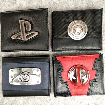 

Comics Purse Fashion Leather Short Wallet Captain Batman Deadpool Superman Flash Naruto Men Women Wallets Card Slot