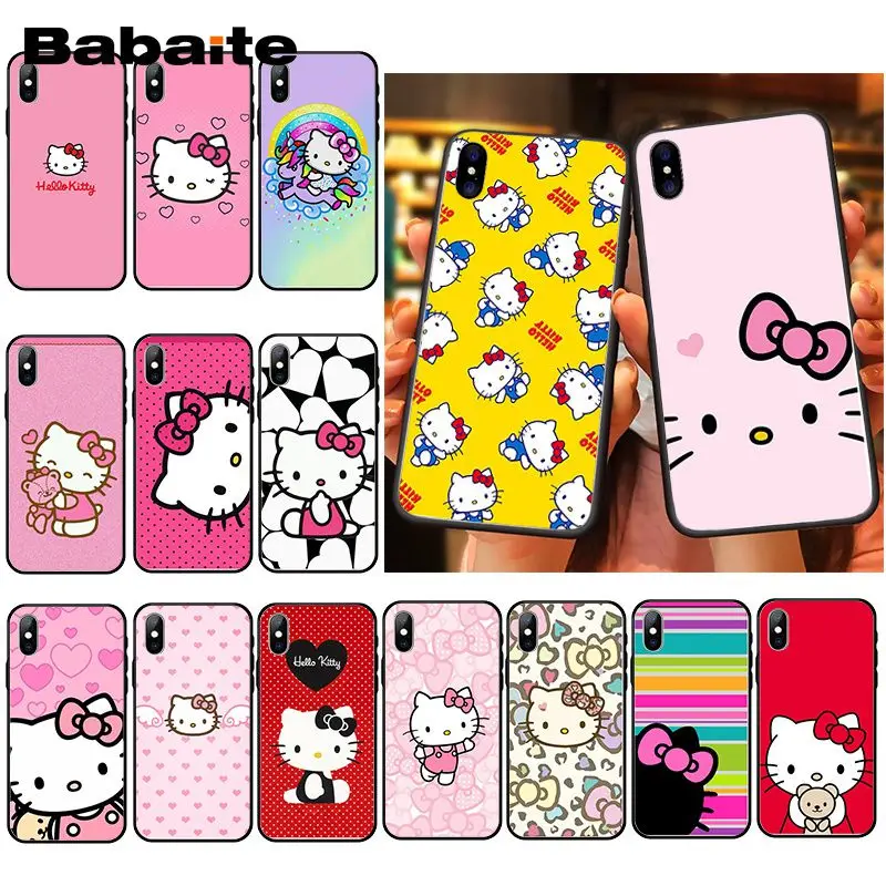 Babaite милый Kawaii hello kitty чехол для телефона для iPhone XR 11 Pro MaxXS MAX 8 7 6 6S Plus X 5 5S SE