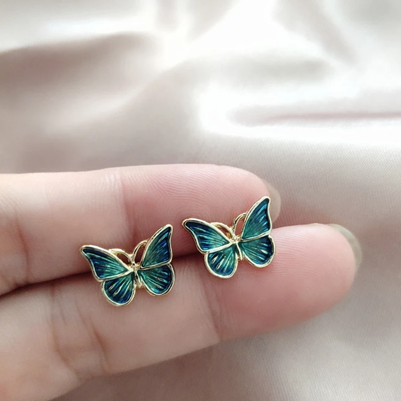 

2019 New Arrival Colorful Butterfly Earrings Fashion Multicolor Insect Animal Enamel Stud Earring For Women Statement Jewelry