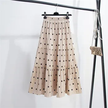 

838 # 2019 little bit new wave point velvet fabric stitching skirts girl skirt women