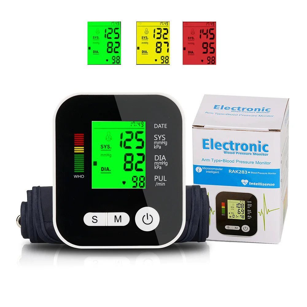 

Electric Blood Pressure Backlight Tonometer Monitor Medical Equipment for Measuring Heart Beat Meter Machine Three Color Rem