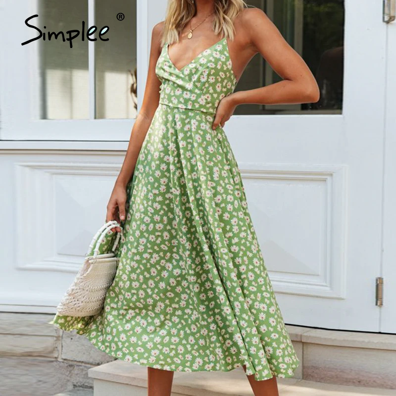 Simplee сексуальное женское платье без рукавов бохо цветочный принт летнее пляжное