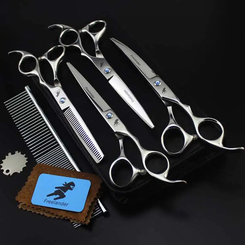 7 дюймов, синие ножницы для домашних животных, парикмахерский набор, набор из 4 предметов, комбинированные ножницы для сгибания, специальные ножницы, японские Парикмахерские ножницы