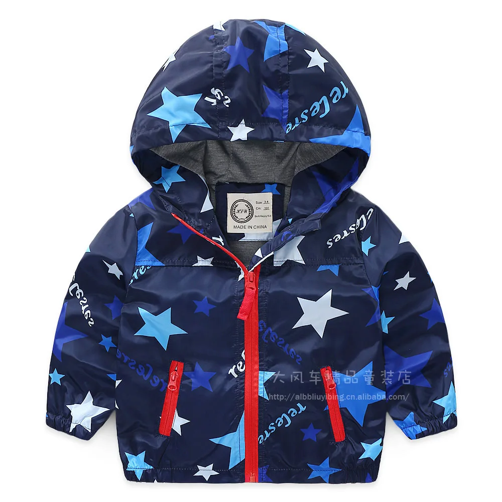 

1220-20 Foreign Trade Childrenswear 2019 Spring New Style Lettered Five-pointed Star BOY'S Casual Hooded Double Layer Coat