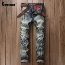 

Plus Size Men Jeans Demin Pants 2021 Spring Autumn Moto & Bike Pants Male Zipper Pockets Trouser New Patchwork Leisure Pant