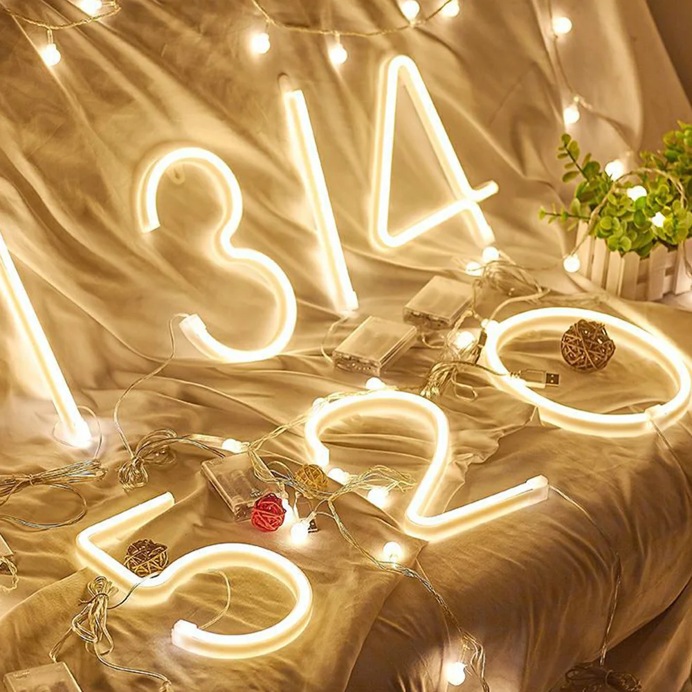 

Luminous 3d Letter Number Led Light 10 Number Led Light Wall Lamp Hanging Wedding Party Decoration Light Decor Lamp