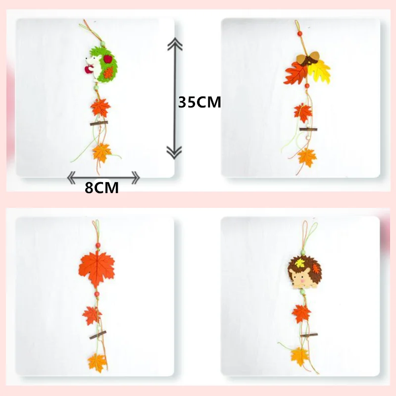 Креативная деревянная фетровая рождественская подвеска с мультяшным ежиком кленовый лист Рождественская елка висячие украшения Рождественские вечерние украшения для дома
