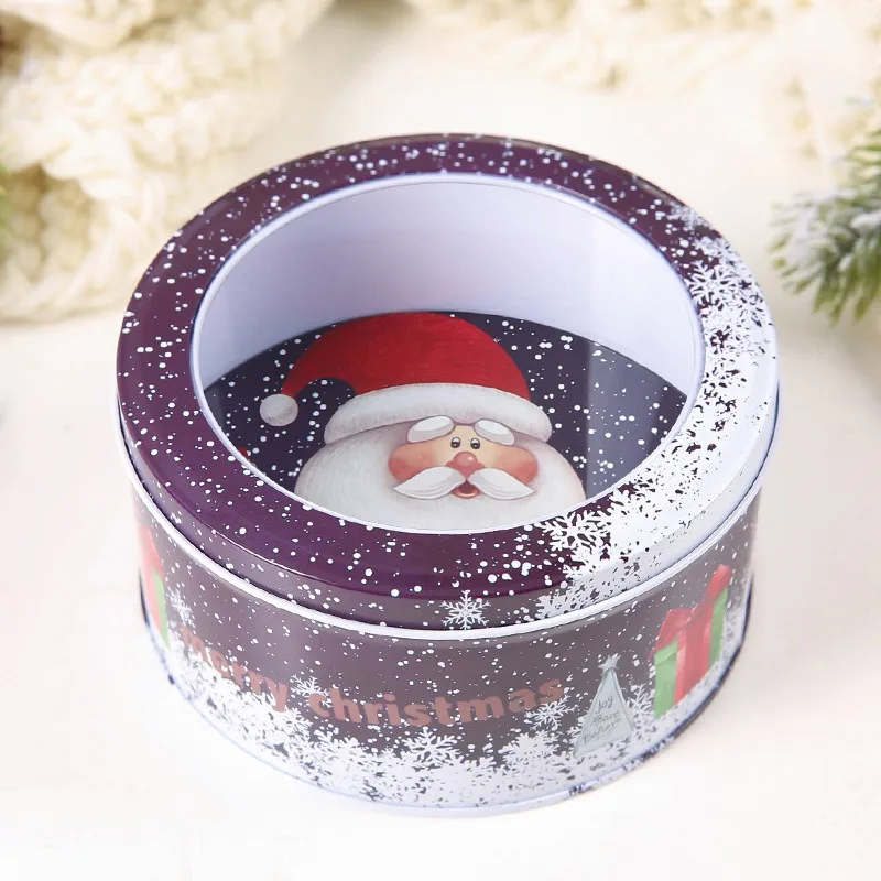 Metal Round Christmas Gift Box Christmas Decorative Jar Cookie Candy Tins Home Storage Containers Festival Gifts Decoration Sto