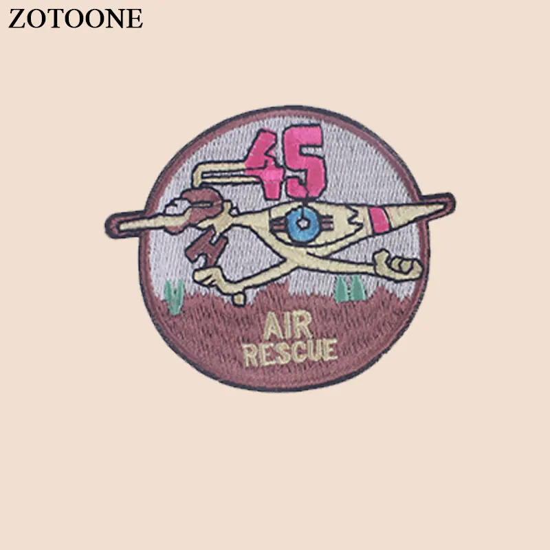 

ZOTOONE Iron on Round Air Rescue Patch for Clothes Heat Transfer Stickers Applique Embroidered Applications Cloth Fabric G