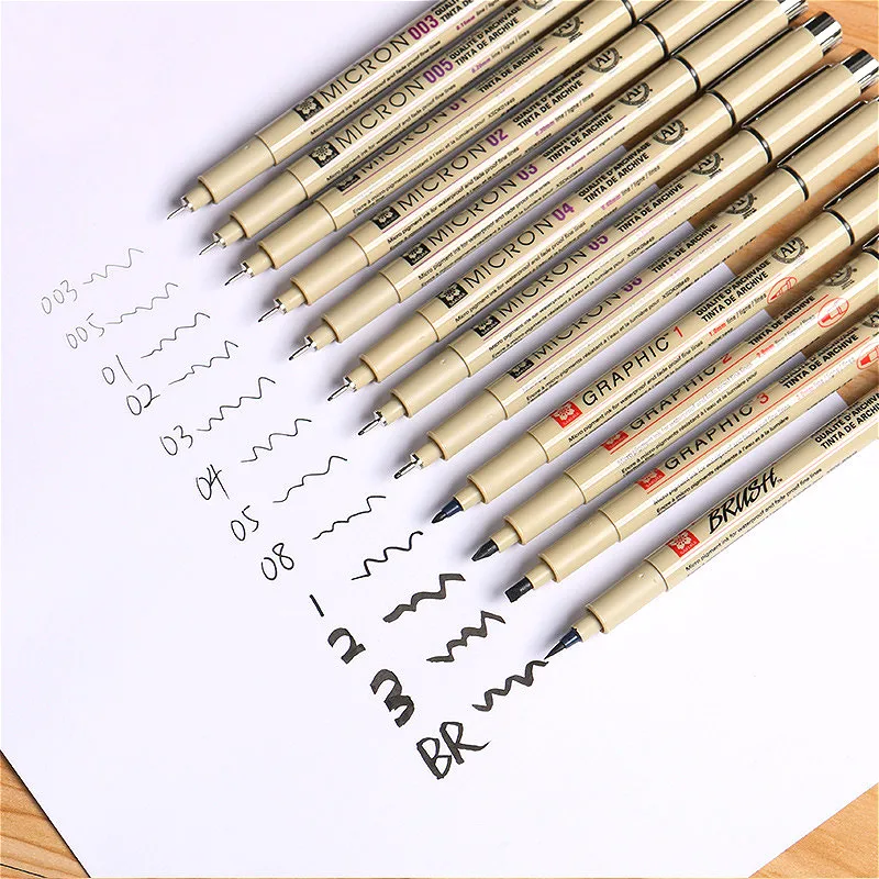 1 шт. пигментный пигмент Pigma Micron чернильный маркер 0 05 2 3 4 5 6 8 разные наконечники