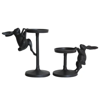 

Vintage Creative Metal Simple Candle Holders Living Room Desktop Cute Black Candelabra Chandelier Bougeoir Home Decor EC50LZ
