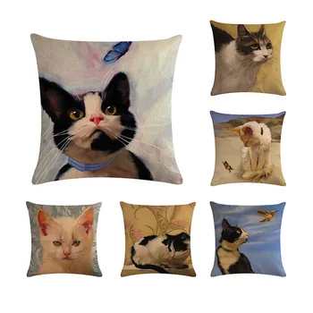 

Cushion Cover Lovely Cat Pillow Cover Polyester Pillow Case Home Decor
