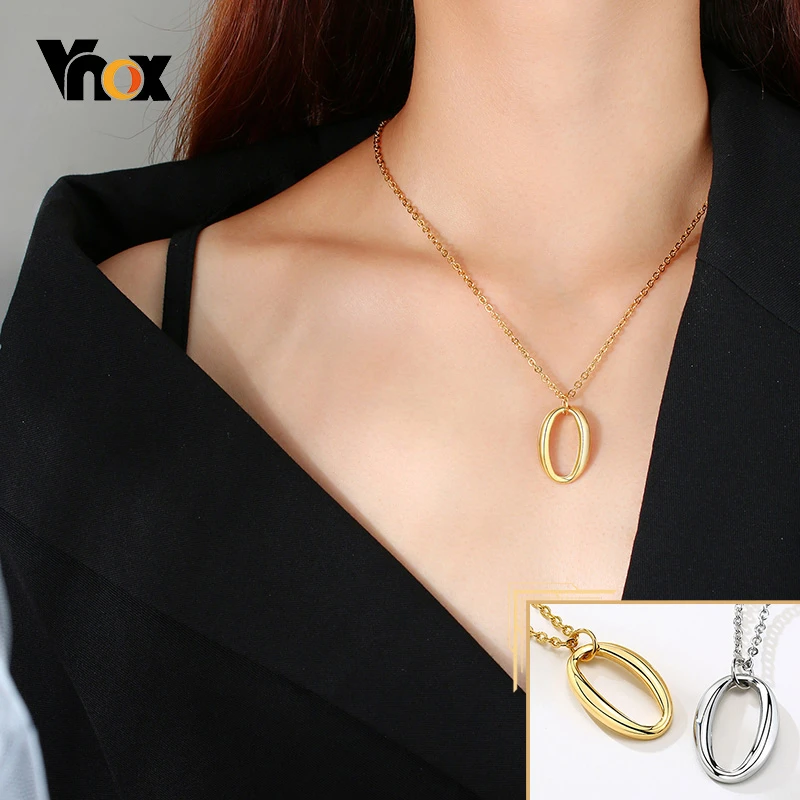

Vnox Simple O Alphabet Pendant Necklaces for Women Jewelry Solid Stainless Steel Metal Link Chain Gifts for Her