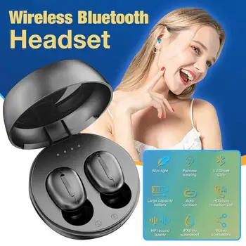 Fluxmob tws E6Sミニインナーイヤーhd通話ワイヤレスbluetooth 5.0イヤホンとマイク充電ボックススポーツヘッドセットすべてのスマート電話