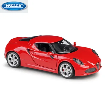 

WELLY 1:24 ALFA 4C Diecast Sports Car Simulation Alloy Car Model Collection Gift Toy for Men and Kids Original Box Free Shipping