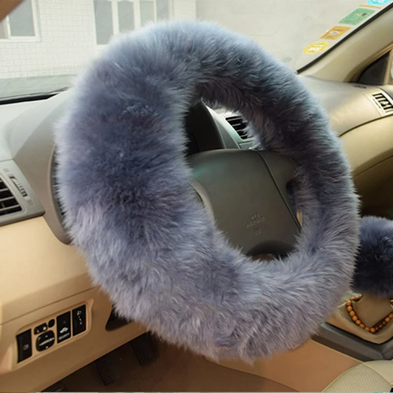 3 шт./компл. Мягкие плюшевые теплые шерстяные авто автомобиль рулевое колесо Шестерни тормоз крышки набор весна мех кожаные ручки рук