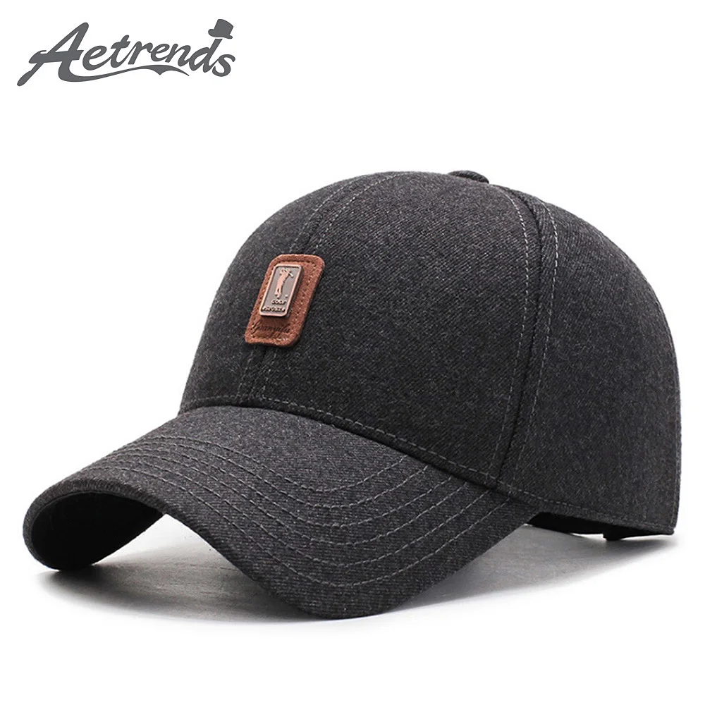 [AETRENDS] шерстяной войлок Бейсбол Кепки Для мужчин Кепка-тракер в 6-Панель, для улицы, Спортивная Z-10060