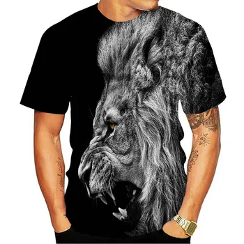 

Hot summer men's t-shirt O-neck short-sleeved clothing animal lion 3D printed T-shirt large size men's T-shirt s-6xl
