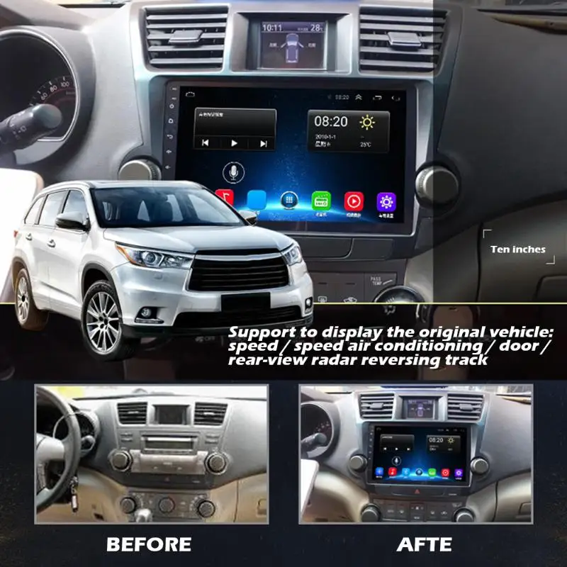 Прочный автомобильный стерео Android 8,1 dvd-плеер gps навигация Bluetooth радио головное устройство Автомобильная интеллектуальная система Мультимедиа 25x14,6x3 см