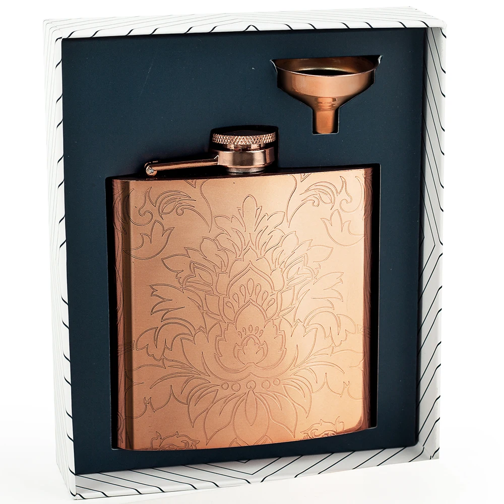 

Rose gold Flasks 6 oz Stainless Steel Hip Flask flowers Flask for Alcohol Bottle liquor Whiskey bottle bridesmaid box gifts