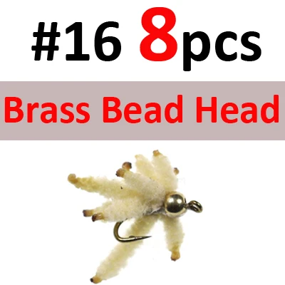 8PCS Brass SIZE 16 ICERIO 8 шт белый Maggots кластер наживка «червяк» для форель Карп ловля окуня муха приманки в виде насекомых - Цвет: 8PCS Brass SIZE 16